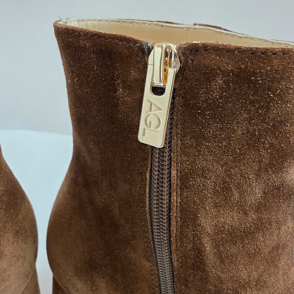 AGL Mimma Pointed Toe Block Heel Suede Bootie In … - image 9